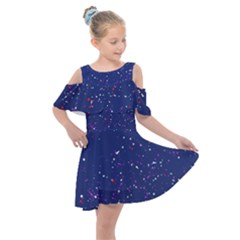 Texture Grunge Speckles Dots Kids  Shoulder Cutout Chiffon Dress