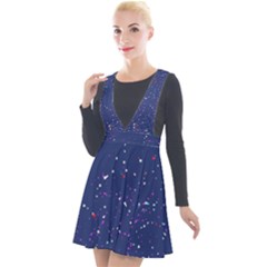 Texture Grunge Speckles Dots Plunge Pinafore Velour Dress