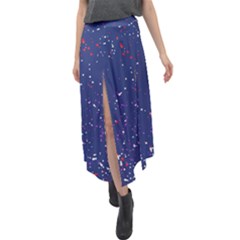 Texture Grunge Speckles Dots Velour Split Maxi Skirt