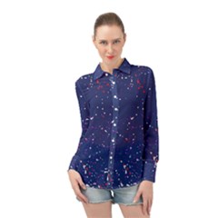 Texture Grunge Speckles Dots Long Sleeve Chiffon Shirt