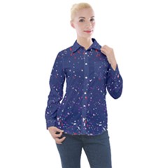 Texture Grunge Speckles Dots Women s Long Sleeve Pocket Shirt