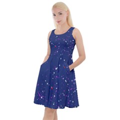 Texture Grunge Speckles Dots Knee Length Skater Dress With Pockets