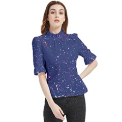 Texture Grunge Speckles Dots Frill Neck Blouse