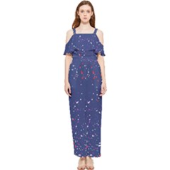 Texture Grunge Speckles Dots Draped Sleeveless Chiffon Jumpsuit