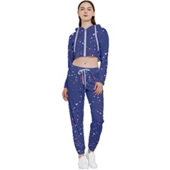 Texture Grunge Speckles Dots Cropped Zip Up Lounge Set