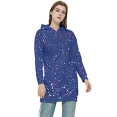 Texture Grunge Speckles Dots Women s Long Oversized Pullover Hoodie