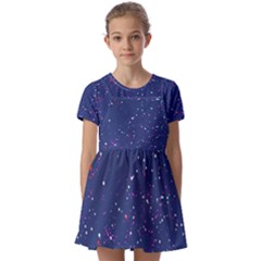 Texture Grunge Speckles Dots Kids  Short Sleeve Pinafore Style Dress