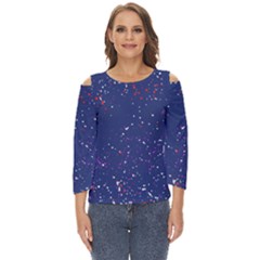 Texture Grunge Speckles Dots Cut Out Wide Sleeve Top