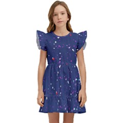 Texture Grunge Speckles Dots Kids  Winged Sleeve Dress