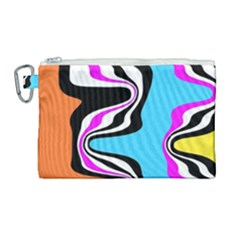 Liquid Warp Background Orange Blue Canvas Cosmetic Bag (large)