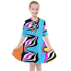 Liquid Warp Background Orange Blue Kids  All Frills Chiffon Dress