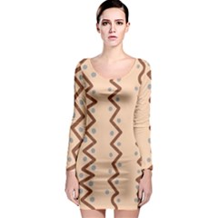 Print Pattern Minimal Tribal Long Sleeve Bodycon Dress