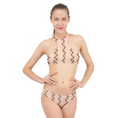 Print Pattern Minimal Tribal High Neck Bikini Set