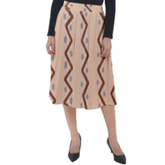 Print Pattern Minimal Tribal Classic Velour Midi Skirt 
