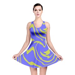 Blue Green Abstract Reversible Skater Dress