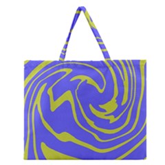 Blue Green Abstract Zipper Large Tote Bag