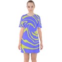 Blue Green Abstract Sixties Short Sleeve Mini Dress View1