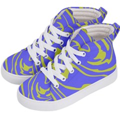 Blue Green Abstract Kids  Hi-top Skate Sneakers