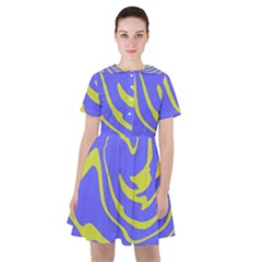 Blue Green Abstract Sailor Dress by Cemarart