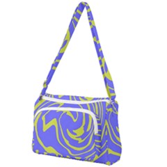 Blue Green Abstract Front Pocket Crossbody Bag by Cemarart