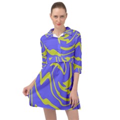 Blue Green Abstract Mini Skater Shirt Dress by Cemarart