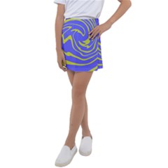 Blue Green Abstract Kids  Tennis Skirt by Cemarart