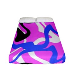 Swirl Pink White Blue Black Fitted Sheet (full/ Double Size) by Cemarart