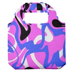 Swirl Pink White Blue Black Premium Foldable Grocery Recycle Bag by Cemarart