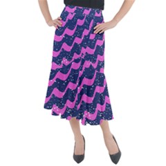 Texture Watercolour Liquify Midi Mermaid Skirt