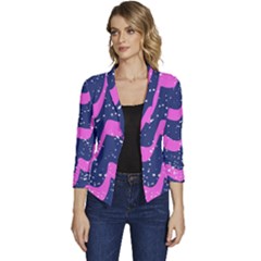 Texture Watercolour Liquify Women s Casual 3/4 Sleeve Spring Jacket