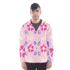 Flower Heart Print Pattern Pink Men s Hooded Windbreaker