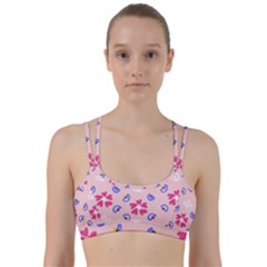 Flower Heart Print Pattern Pink Line Them Up Sports Bra