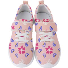 Flower Heart Print Pattern Pink Men s Velcro Strap Shoes