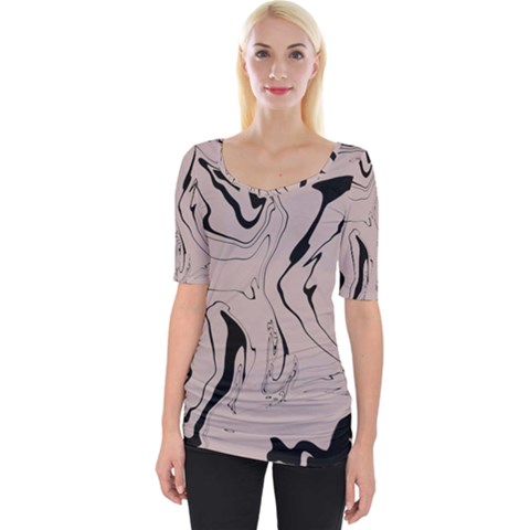 Chic Boho Decor Background Print Wide Neckline T-shirt by Cemarart