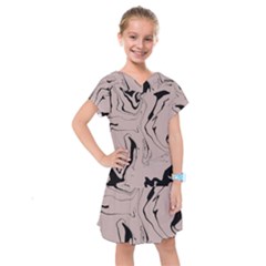 Chic Boho Decor Background Print Kids  Drop Waist Dress