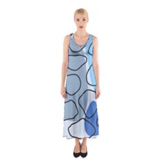 Boho Blue Deep Blue Artwork Sleeveless Maxi Dress