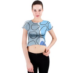 Boho Blue Deep Blue Artwork Crew Neck Crop Top