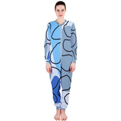 Boho Blue Deep Blue Artwork Onepiece Jumpsuit (ladies)