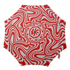 Red White Background Swirl Playful Hook Handle Umbrellas (medium)