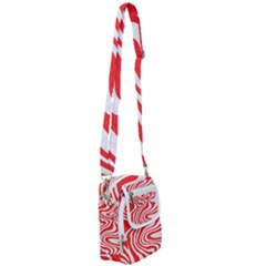 Red White Background Swirl Playful Shoulder Strap Belt Bag