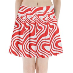 Red White Background Swirl Playful Pleated Mini Skirt