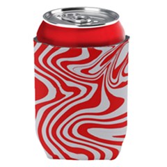 Red White Background Swirl Playful Can Holder by Cemarart