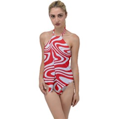 Red White Background Swirl Playful Go With The Flow One Piece Swimsuit