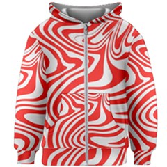 Red White Background Swirl Playful Kids  Zipper Hoodie Without Drawstring