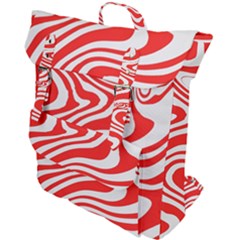Red White Background Swirl Playful Buckle Up Backpack by Cemarart