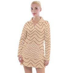 Background Wavy Zig Zag Lines Women s Long Sleeve Casual Dress