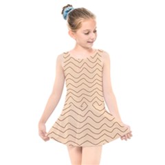 Background Wavy Zig Zag Lines Kids  Skater Dress Swimsuit