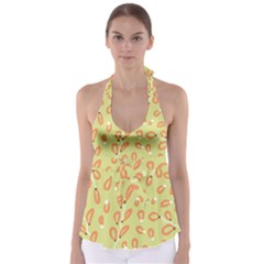 Pattern Leaves Print Background Tie Back Tankini Top