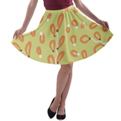 Pattern Leaves Print Background A-line Skater Skirt