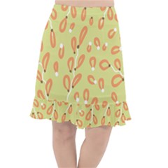 Pattern Leaves Print Background Fishtail Chiffon Skirt